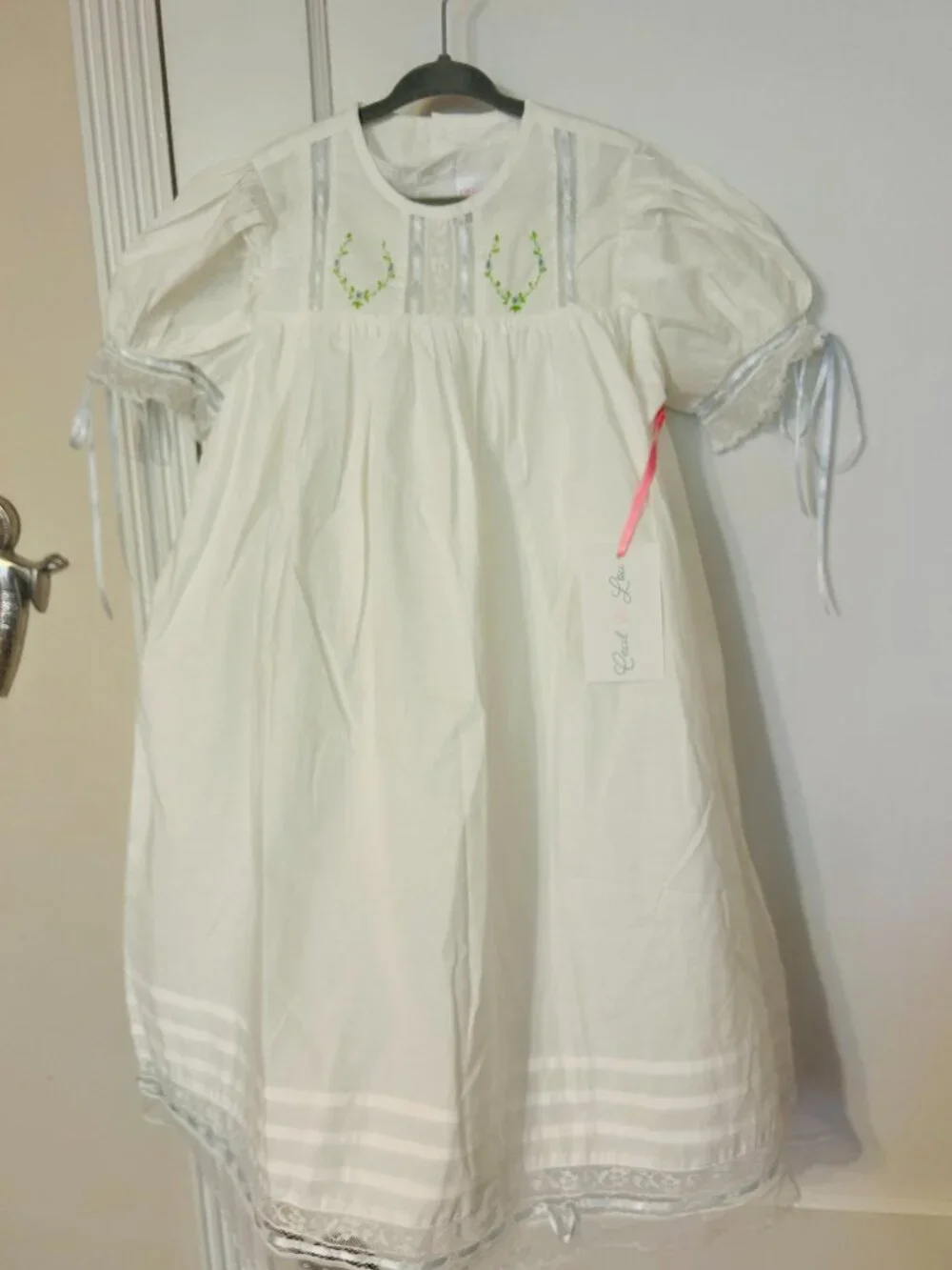 NWT Cecil & Lou Embroidered Satin Ribbon Heirloom Dress